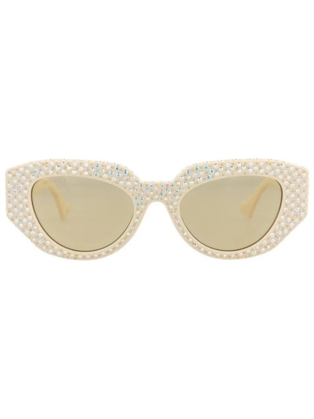 New Gucci Womens Cat Eye Ivory Ivory Brown Fashion Designer Sunglasses